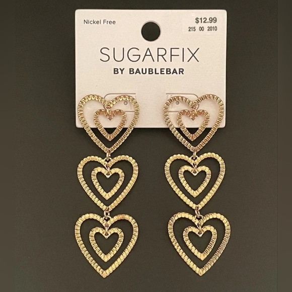 Stacked Heart Drop Earrings - Picture 1 of 3